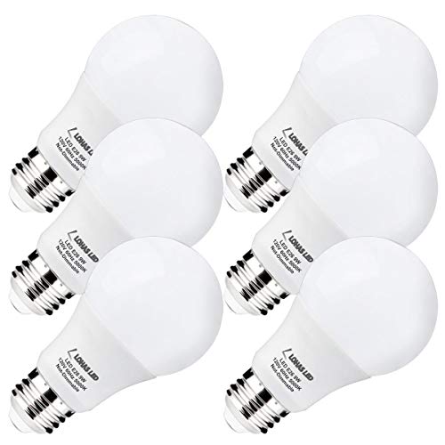 LOHAS A19 LED Light Bulbs 60Watt Equivalent with UL Listed, LED 9W Daylight White 5000K Light, 810 Lumen E26 Medium Base for Bathroom Living Room, Bedroom Lighting, Non-Dimmable, 6 Pack