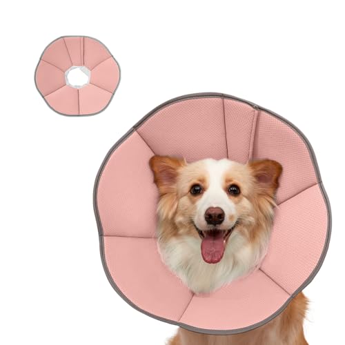 Image of MAXFUT Dog Cone Collar,Soft Cone for Dogs to Stop Licking After Surgery,Non Inflatable Dog Donut Cone (Pink, L)