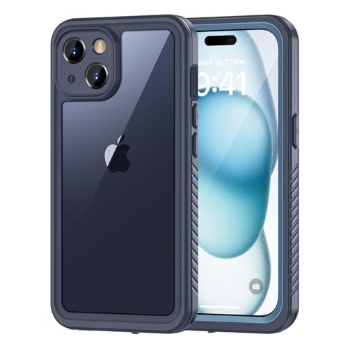Lanhiem for iPhone 15 Case, IP68 Waterproof Dustproof Shockproof Cases with Built-in Screen Protector, 360 Full Body Protective Heavy Duty Rugged Phone Cover for iPhone 15-6.1 inch (Dark Blue) by Lanhiem - Used condition - US$11.85