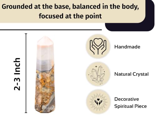 Image of Crystal Heaven Certified Conglomerate Jasper Crystal Tower Obelisk Point for Chakra, Healing and Balancing - AAA Grade Original Certified Gemstone Agate Reiki Meditation Yoga Spiritual (2-3 Inches)