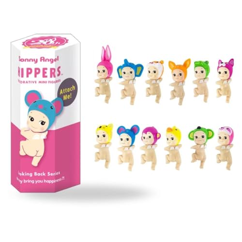 Sonny Angel Hippers Animal Looking Back Serie, Kawaii Anime Adornos para Telefono, Escritorio y Ordenador, Sonny Angel Animal Aleatorio Mirando hacia Atras, Figura Angel con Pegatina Regalo Ideal