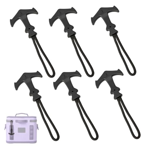 6-Pack Heavy Duty T-Shaped Zipper Pulls Replacement Compatible with Yeti Cooler, Durable Paracord & Strong Plastic Pullers for Coolers, Backpacks, Luggage, Totes – Easy to Install, Universal Fit