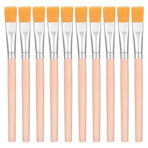 Image of 10PCS Flat Paint Brushes, Wood Handle Craft Paint Brush