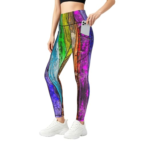 Ropa de gimnasio para mujer con estampado de madera natural 1