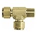 Brennan Industries N2605-08-06-08-B Brass Tee Double-Ferrule Tube Fitting, 3/8" NPT Male Thread, 1/2" Tube x 1/2" Male NPT x 1/2" Tube