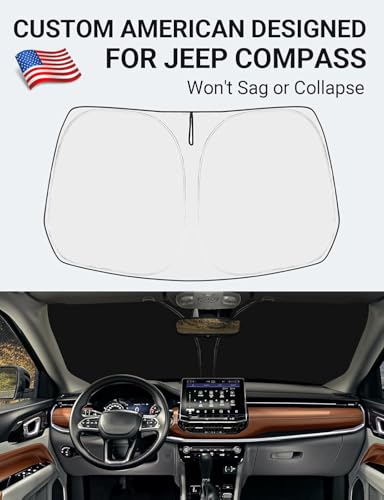 Image of Proadsy Custom Fit Jeep Compass 2017-2024 2025 2026 Windshield Sun Shade 4-Layer Foldable Front Sunshade Protector Sun Visor Blocks UV Rays Keep Car Cooler