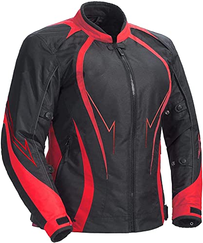 Juicy Trendz Mesdames Femmes Blindé Imperméable Veste Cordura Textile Moto Motorcycle Jacket, Rouge, XXL Cover