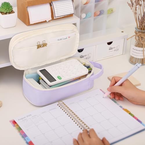 SKYDUE Purple Pencil Case for Girls - Aesthetic Pencil Bag with Multi-Compartment, Large Capacity Zippered Pencil Pouch for School Supply - Image 4