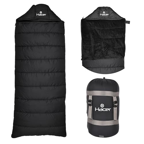 Hacer Kedarkantha Camping Sleeping Bag -5°C to +5°C Half Mummy & Half Rectangle Shape Soft Faux...