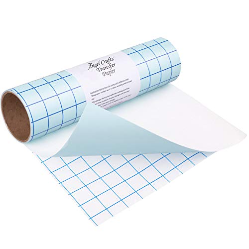 Angel Crafts Transfer Paper Tape: Craft Transfer Tape for Vinyl Application with Grid Lines - Self Adhesive Transfer Paper Roll Compatible with Cricut, Silhouette Cameo - 12 Inch by 8 Feet, Clear