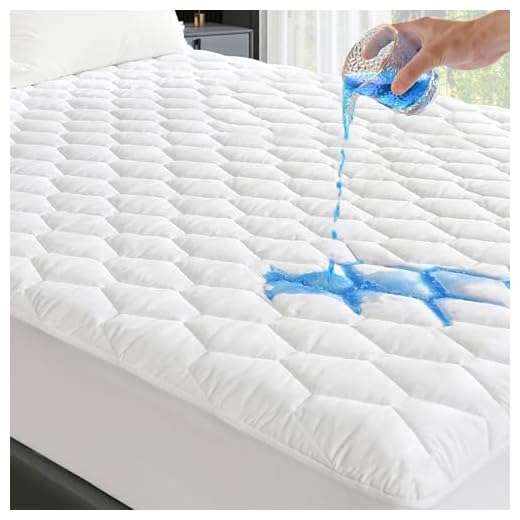 GRT King Size Quilted Fitted Mattress Pad, 100% Waterproof Breathable Mattress Protector, Noiseless Hollow Cotton Mattress Topper, fits up to 21" Deep, Dust Proof