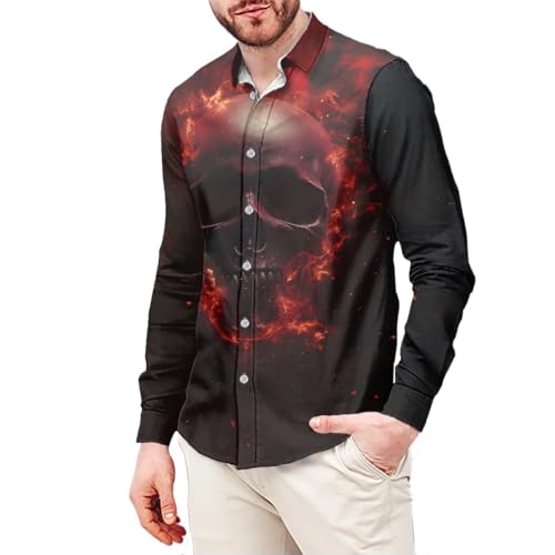 GLUDEAR Men 3D Novelty Fire Graphic Print Long Sleeve Button Down Shirt Casual Slim Fit Dress Shirts Plus Size S-6XL2