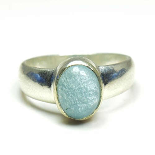 Bague en argent véritable aigue-marine pour harmoniser les chakras