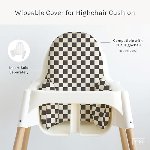 Image of Yeah Baby Goods Wipeable Cushion Cover (Classic Check) - Compatible with The IKEA Antilop Highchair - Soft, Waterproof Baby High Chair Cover