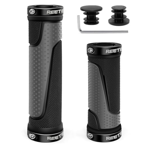 REETEE Fahrradgriffe Rutschfester Fahrradlenkergriffe Ergonomische MTB Griffe, Zwei Enden Aluminium Lock Fahrrad Griffe Lenkergriffe für 22.2 mm Mountainbike/Scooter/MTB