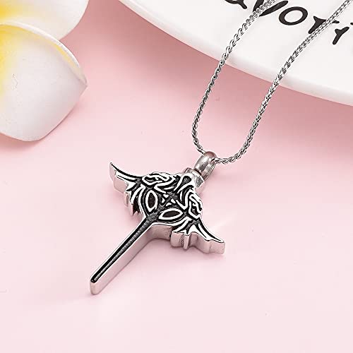 Pendentif urne pour cendres étanche en forme de croix protectrice