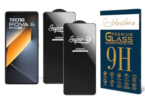 Image of GlassVerse 9H Gorilla Tempered Glass for Tecno Pova 6 Pro | HD Clarity Screen Protector, Ultra Strong 9H Protection, Edge to Edge, Case Friendly, Hassle-less Installation Kit Included. (Pack of 2)