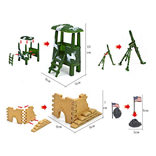 CORPER TOYS Army Men Action Figures Military Base Set Army Toys of WW 2 Military Soldier Battle Group Battlefield Accessories Playset with Play Bucket - 250 pieces - Thumbnail 4