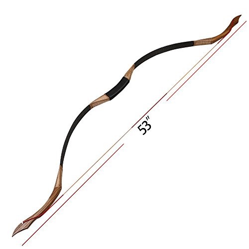 Archery Hunting Recurve Bow 30-50lbs Handmade Longbow Left and Right Handed Horsebow Target Practice Bow for Adult Outdoor Sports Competition Carbon Arrows Bows - Image 3