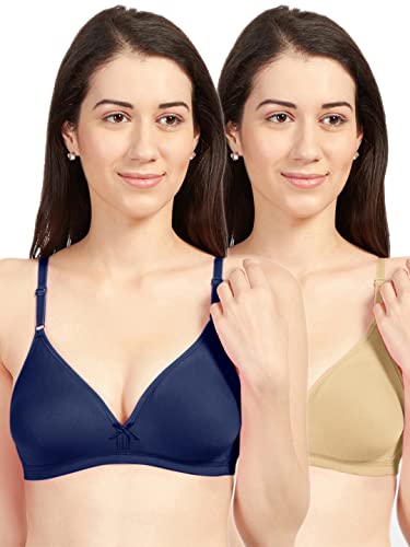 Image of SONARI Omania Womens Non-Padded Cotton Polyester Bras - Solid, Non-Wired, Medium Coverage, Hand Washable (Pack of 2)
