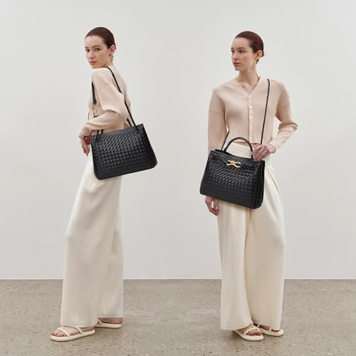 Woven Tote Bag Womens Purse: Vegan Leather Shoulder Handbags - Fashion Summer Beach Tote Bags - Large Travel Totes2