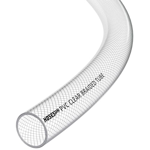 25mm (1") ID PVC Clear Reinforced Braided Air, Water, Oil, Gas, Food Flexible Plastic Hose Tube 1 Metre