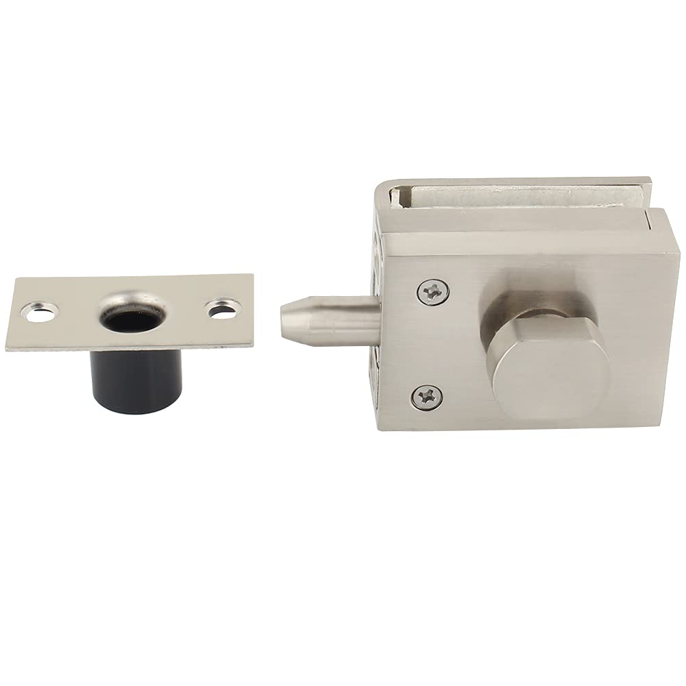 Brass Zinc Alloy Glass Door Bolt Lock Latch Easy to Install Modern Appearance for Bathrooms Toilets with Accessories Suitable for 8-12mm Door Thickness