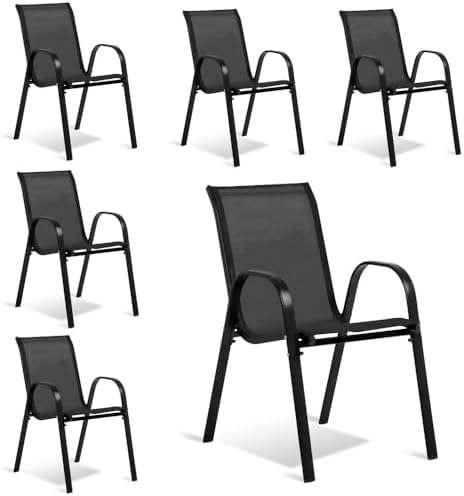 TERRE JARDIN - Sillas de Jardín, Lote de 6 - Sillas Apilables - N...