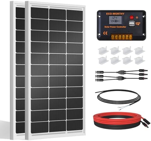 ECO-WORTHY 200 Watts 12 Volt/24 Volt Solar Panel Kit with High Ef...