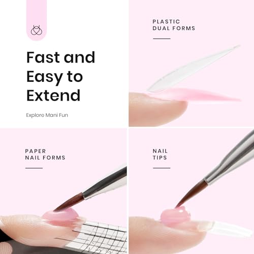 Beetles Kit de gel de extensão de unhas de poliéster pastel, 6 cores básicas, rosa, branco transpare