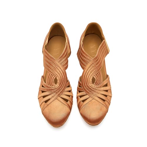 Image of Women Swing Latin Ballroom Salsa Dance Shoes (Closed Toe, Suede Sole) YT12