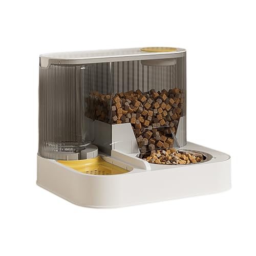 自動給餌器 自動餌やり機 一体化給水器 大容量 穀物貯蔵樽 重力式給食 電源不要 清潔便利 水洗い可能 取り外し可能 組み立て簡単 (ボウルなし) 小型・中型の猫や犬に適しています(イエロー)