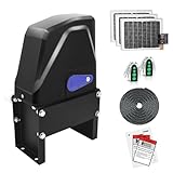 TOPENS DKC1100S Solar Sliding Gate Opener Chain Drive Automatic Gate Motor for Heavy Driveway Slide Gates Up to 2600 Pounds, Electric Gate Operator Battery Powered with Solar Panel Remote Control Kit