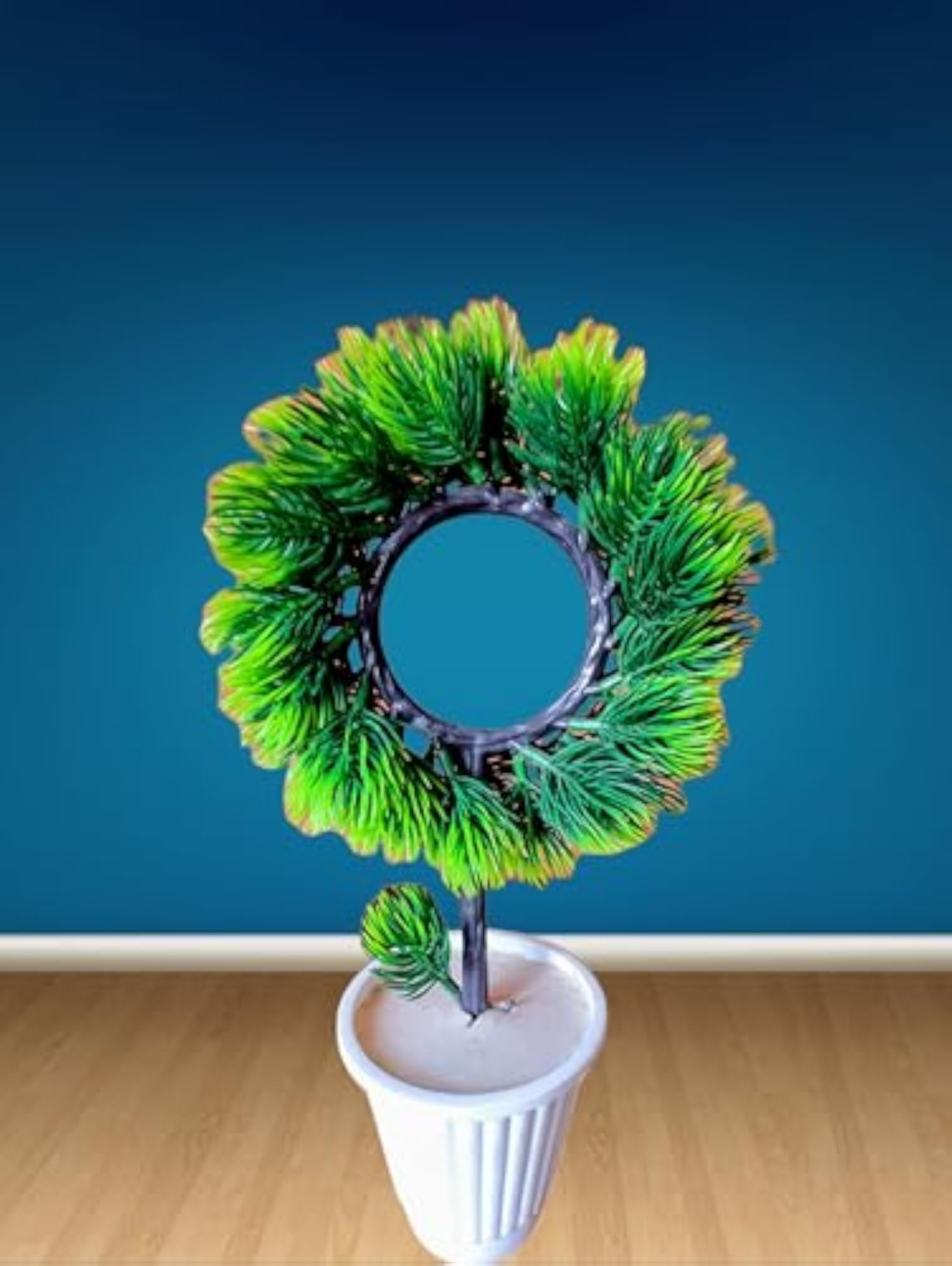 Green Round Mirror Shape Artificial Plant for Home Office