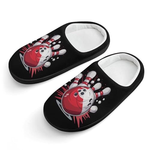 Bowling Ball And Pins Soft Slippers for Girls Boys Non-slip Warm House Slippers Cute Home Shoes