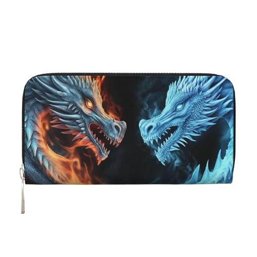 Portefeuille fermeture éclair autour pour femme grand porte-cartes anti-perte étanche dragons