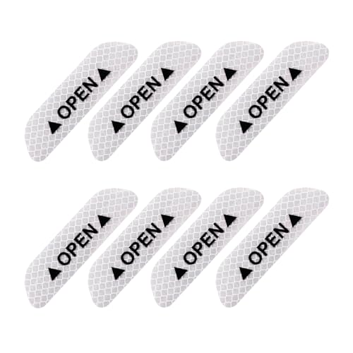 Ziciner 8 Pcs Car Door Open Reflective Stickers, Night Visibility Safety Warning Auto Anti-Collision Protective Strip, Universal Vehicle Decorative Decals Accessories for Most Cars (Silver)