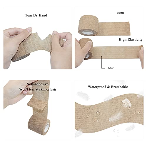 [6 Pack-3"X5Yards]Mingyue Self Adhesive Bandage Wrap,Athletic Tape,Sports Tape,Wrist And Ankle Wrap Tape,Cohesive Bandage For Vet Tape(Blue) #TOP3