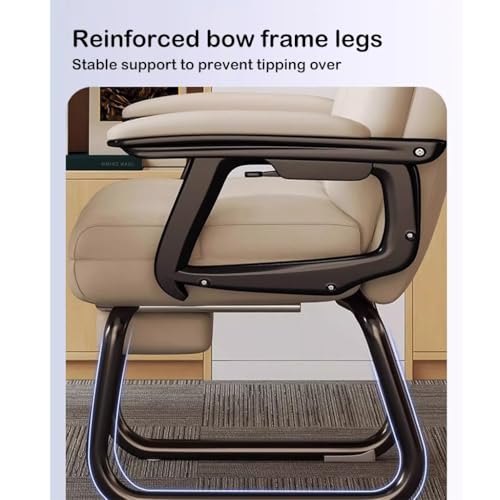 Chaise de bureau ergonomique sans roulettes beige avec repose-pieds confortable - 7