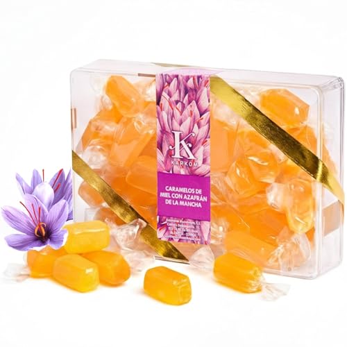 Caramelos de Miel con Azafrán de la Mancha DOP, Artesanales y Saludables 100 gr