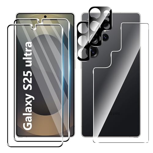 Suttkue for Galaxy S25 ultra Screen Protector＆Back Screen Protector＆Camera Lens Protector,9H Hardness,HD-Tempered Glass,Case Friendly,(2+2+1 pack)