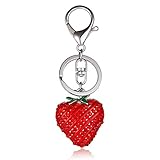 Schlüsselanhänger Schlüsselring Erdbeerrot Schöne charmante Anhänger Kristall Geschenk Geld zu mieten Schlüsselring Kette Frucht Serie Mode