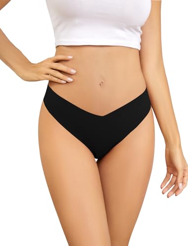 VOENXE Culotte Femme sans Coutures, Invisible String Tanga Taille Basse, Sexy Chic Slip Microfibre Shorty, sous-VêTements Seamless Thong Underwear Women Lot De 5 – vue 3