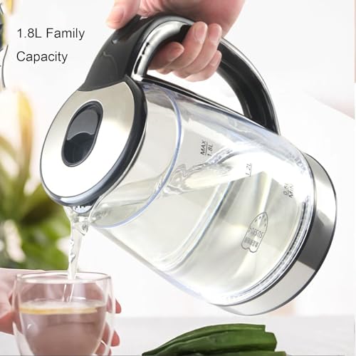 Bouilloire électrique acier inoxydable verre borosilicate 2L arrêt automatique - 4