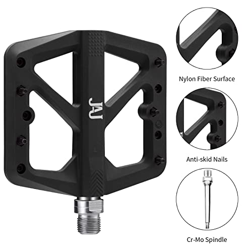 Mtb Bicycle Pedals Bmx Nylon Composite Bearing Mountain Bike Pedals Foot Platform Cycling Non-Slip 9/16" Sealed Bearing Lightweight Ultralight Bicycle Accessories, Black #TOP1