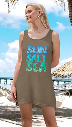Image of Sun Salt Sea Summer Tank Dress for Women 2026 Beach Dresses Vacation Graphic Dress Hawaiian Tank Dresses