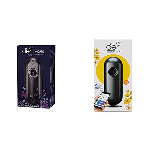 Image of Godrej aer Matic, Automatic Air Freshener Kit With Flexi Control - Violet Valley Bloom (225 Ml) & Smart Matic - Bluetooth Enabled, Alive 225Ml (134G), Spray