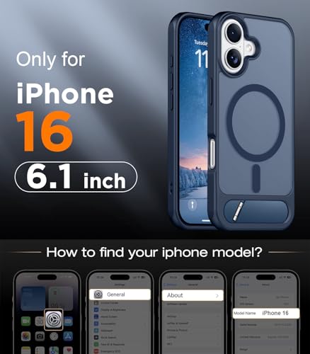 Image of Magnetic Compatible with iPhone 16 Case, [Built-in Invisible Kickstand][Compatible with MagSafe] [Military Grade Shockproof] Slim Translucent Matte Phone Case for iPhone 16 6.1 inch