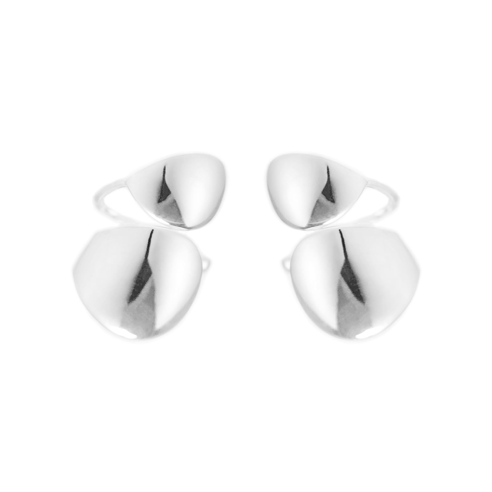 Doppelte Scheibe aus Sterlingsilber, glänzend poliert, gewölbt, ohne Piercing, Clip-Ohrmanschettenkante, Helix-Ohrringe (ein Paar)