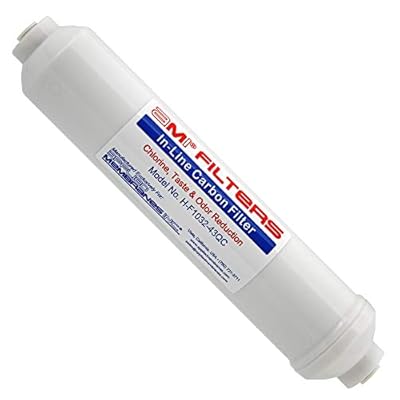 Inline Carbon Water Filter | 10" Length | 1/4" Quick Connect In/Out (1/4" QC) | For Chlorine Taste & Odor or Post Filter for Home RO | RO Stage 5 Polishing Filter
